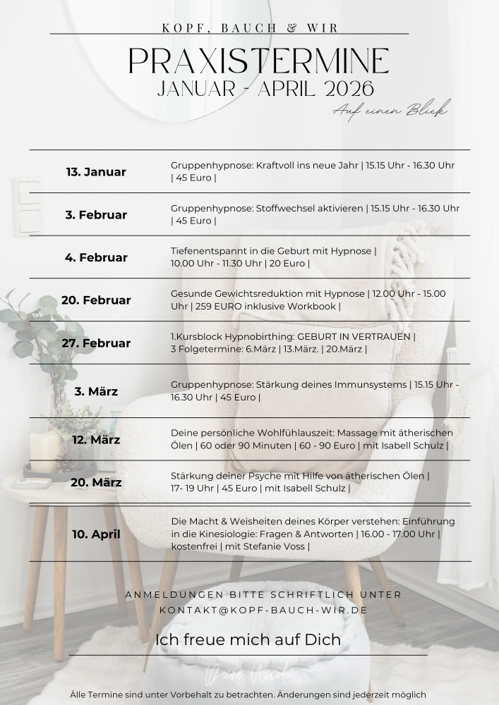 Praxistermine 2026: Januar bis April