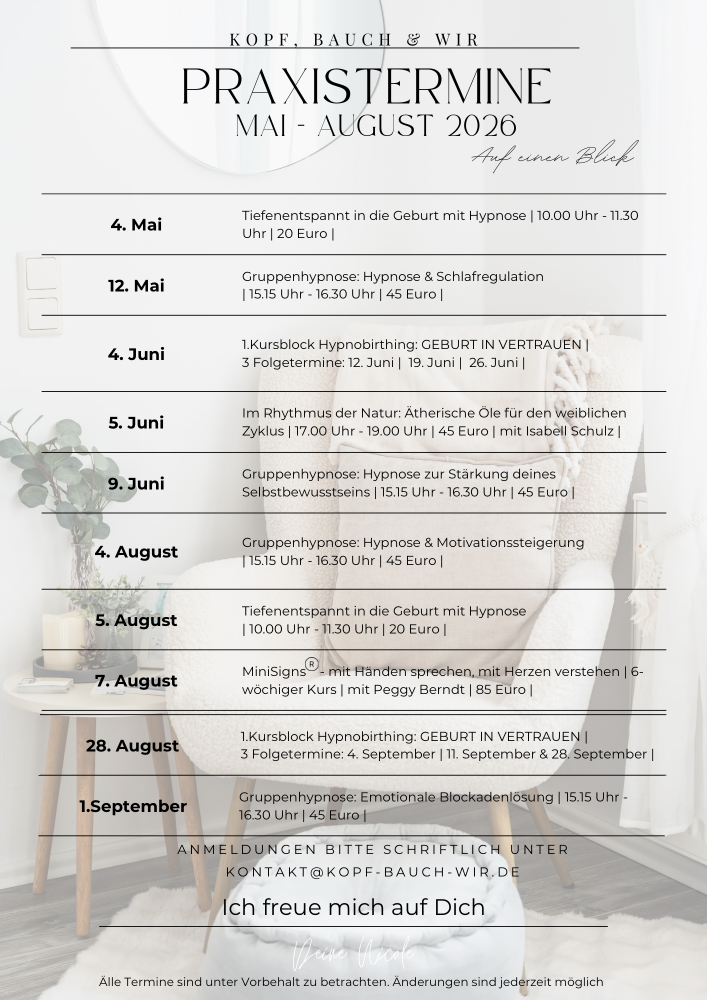 Praxistermine 2026: Mai bis September